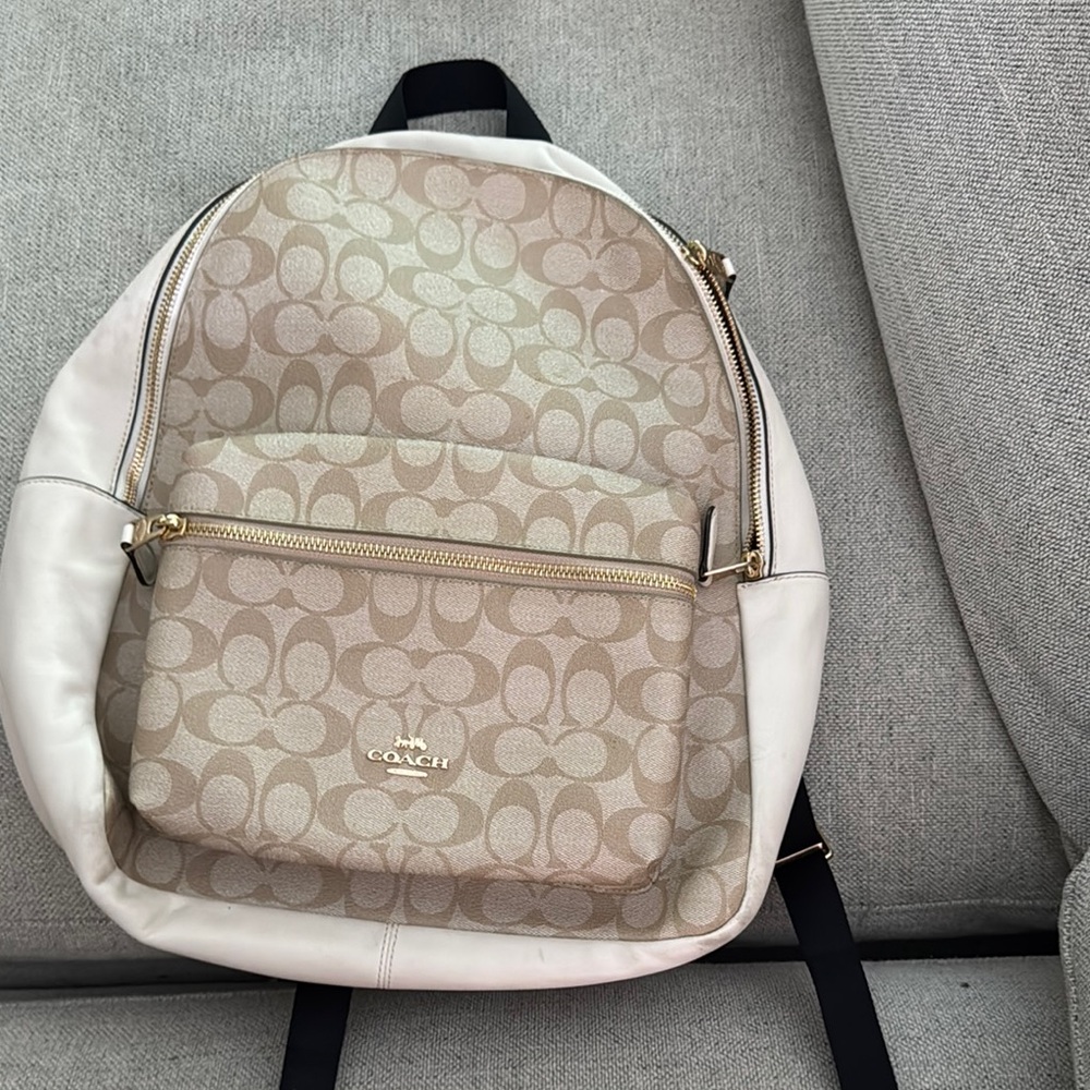 Coach Tan and Cream Signature Backpack